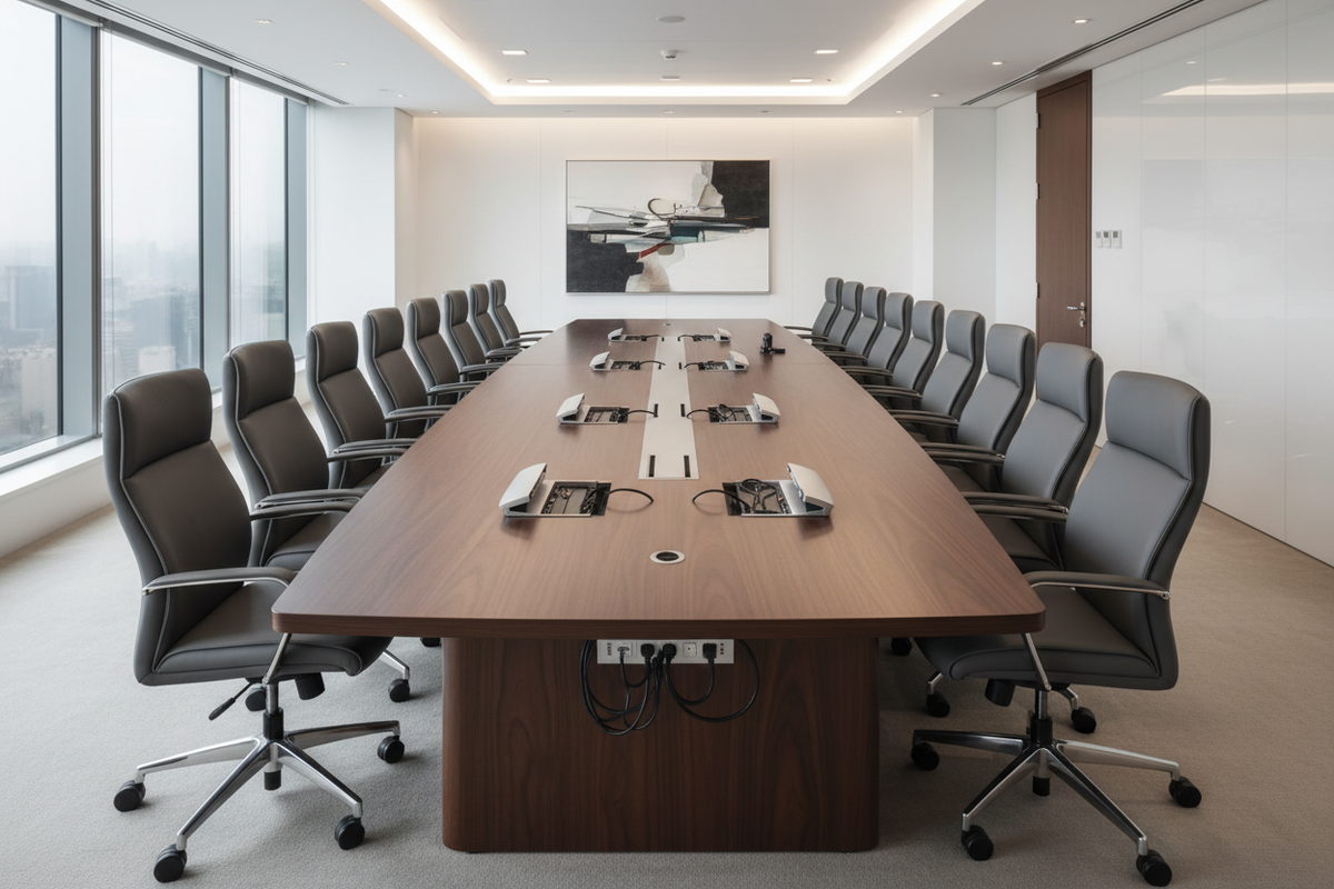 20-person management meeting table with cable management