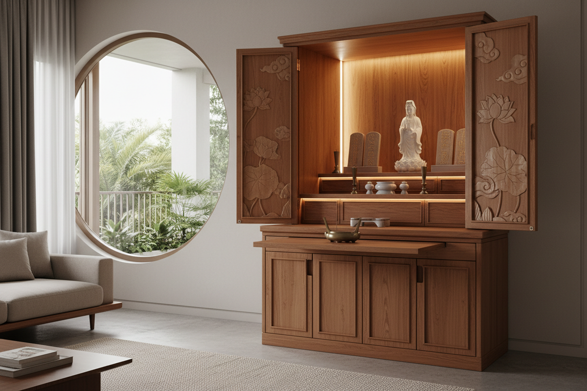 Altar Cabinet - Traditional Cherry Wood