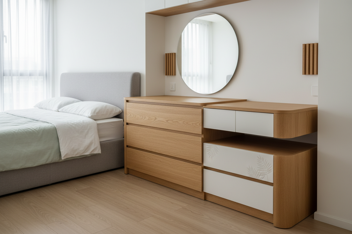Singapore-style dresser with dressing table