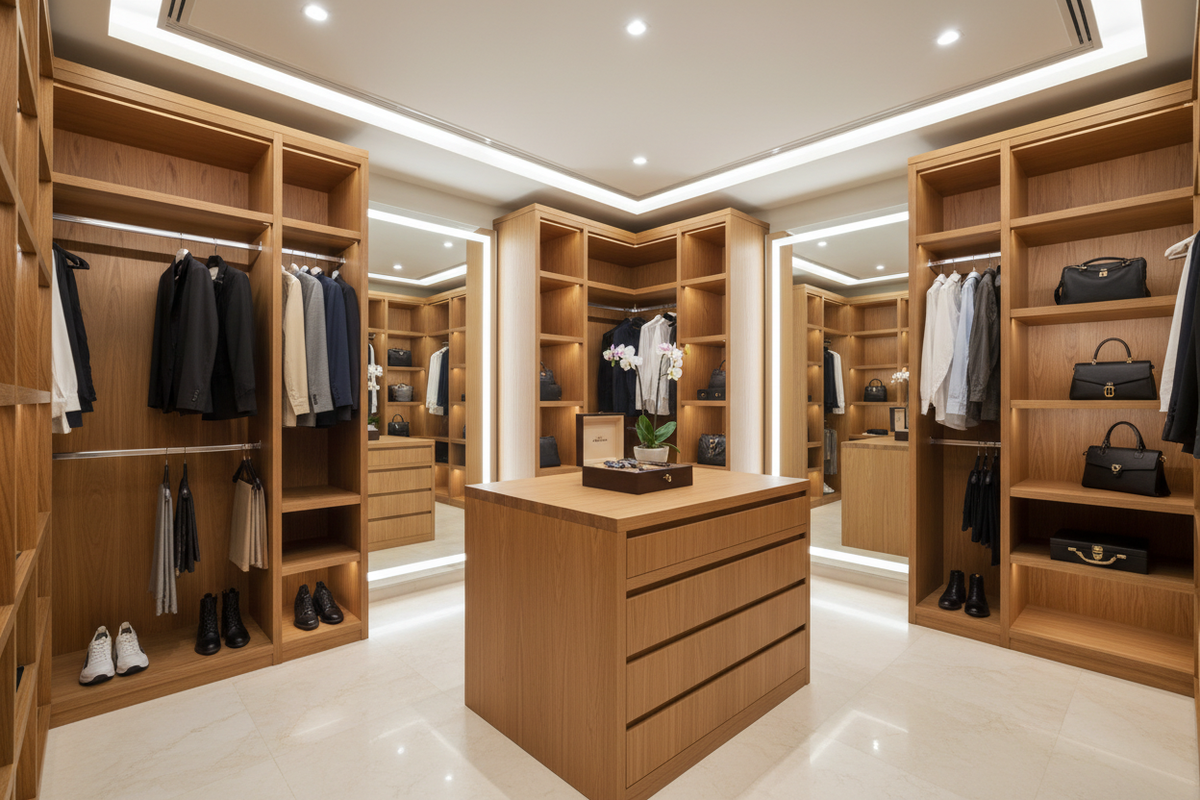 Walk-in Wardrobe - Oak with Island